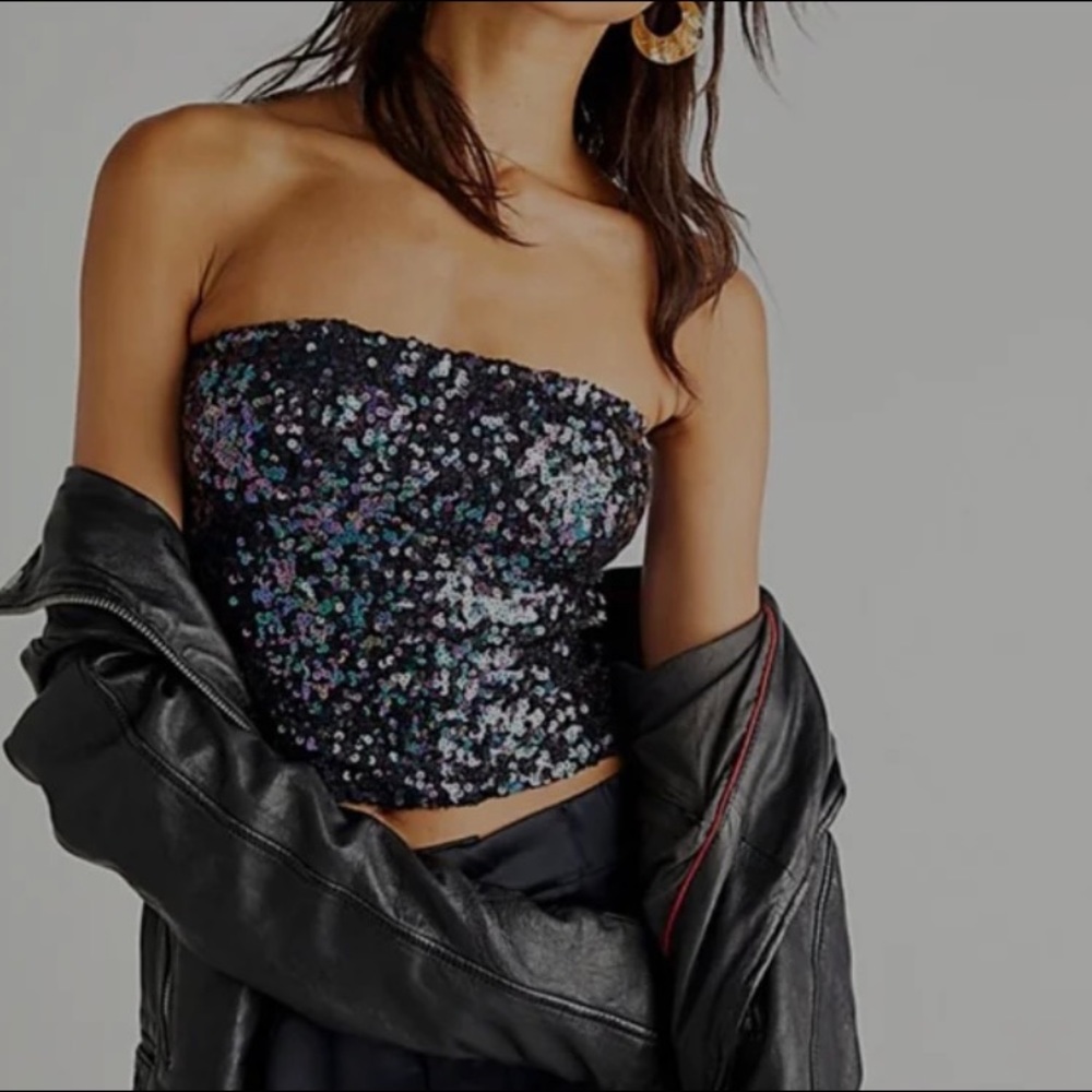 Free People Sequin Tube Top